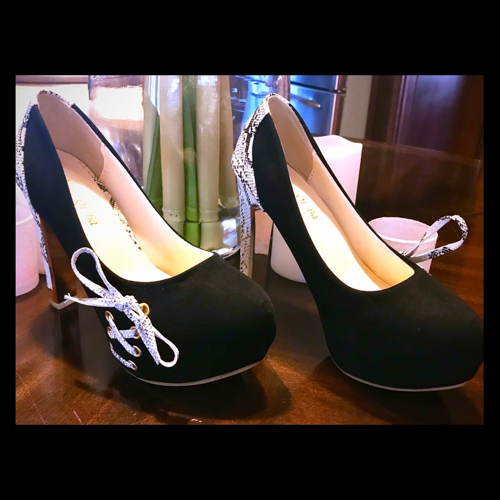 Snake Skin golden mirror high heels shoes